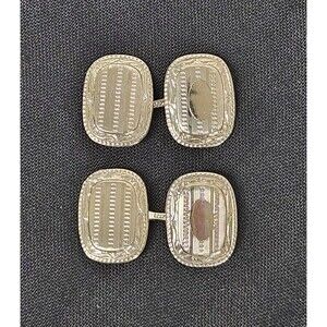 Vintage Art Deco 10K White Gold Cufflinks Etched Buttons 2.51 Grams